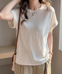 クルーネックルーズ半袖Tシャツ/スラブライクTシャツ