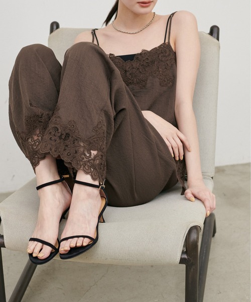 LARUTA（ラルータ）の「【LARUTA】麻タッチ細コードレースパンツ（その他パンツ・レディース・ブラウン/ライトベージュ/ブラック・MEDIUM/LARGE）」の16枚目の写真
