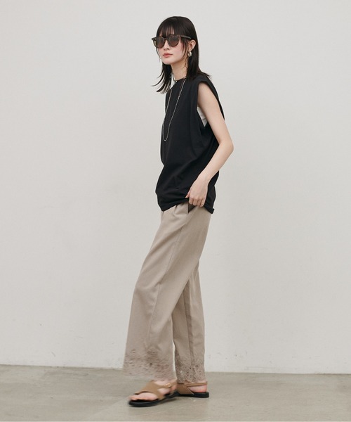 LARUTA（ラルータ）の「【LARUTA】麻タッチ細コードレースパンツ（その他パンツ・レディース・ブラウン/ライトベージュ/ブラック・MEDIUM/LARGE）」の22枚目の写真