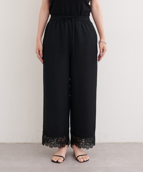 LARUTA（ラルータ）の「【LARUTA】麻タッチ細コードレースパンツ（その他パンツ・レディース・ブラウン/ライトベージュ/ブラック・MEDIUM/LARGE）」の4枚目の写真