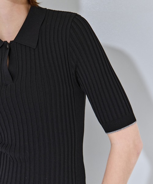 THE TOKYO（ザトウキョウ）の「【THE TOKYO/ザトウキョウ】Skipper Half Sleeve Knit/スキッパーハーフスリーブサマーニット（ニット/セーター・レディース・ピンク/ホワイト/ブラック・FREE）」の4枚目の写真