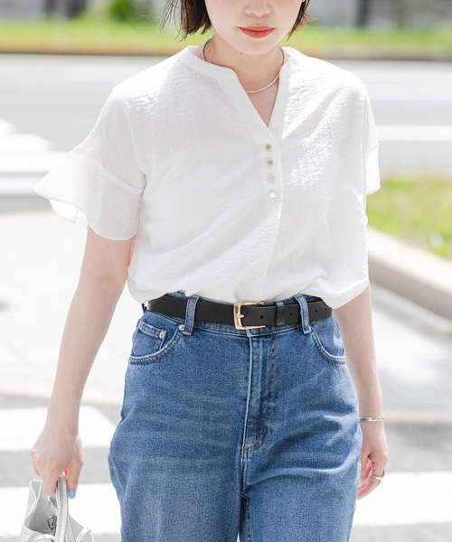URBAN RESEARCH(アーバンリサーチ)の「フレンチスリーブスキッパーブラウス(シャツ/ブラウス・レディース・ブラック系その他/オフホワイト/ライトブルー・FREE)」の19枚目の写真