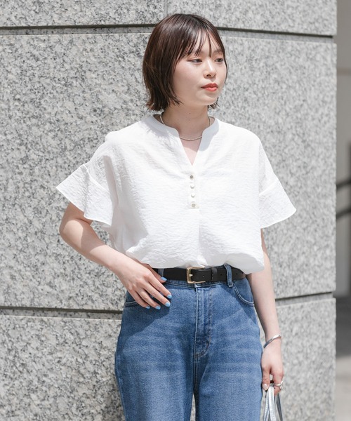 URBAN RESEARCH(アーバンリサーチ)の「フレンチスリーブスキッパーブラウス(シャツ/ブラウス・レディース・ブラック系その他/オフホワイト/ライトブルー・FREE)」の15枚目の写真