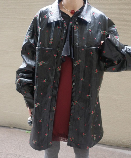 Ameri(�A����)��CHRISTINE EMBROIDERY SHIRT JACKET(�u���]��)