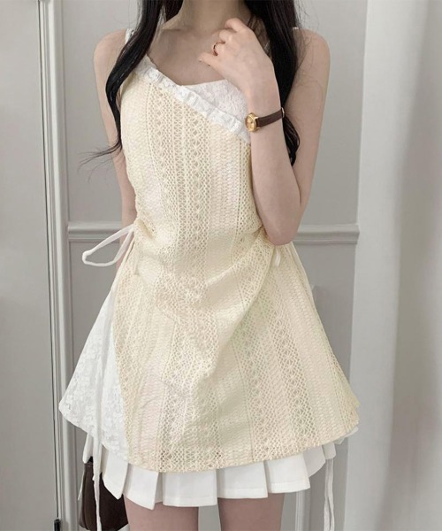 Miniministore(ミニミニストア)の「透かし編み レースキャミチュニックリボン(キャミソール・レディース・アイボリー・L/M)」の18枚目の写真