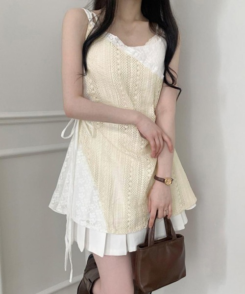 Miniministore(ミニミニストア)の「透かし編み レースキャミチュニックリボン(キャミソール・レディース・アイボリー・L/M)」の16枚目の写真