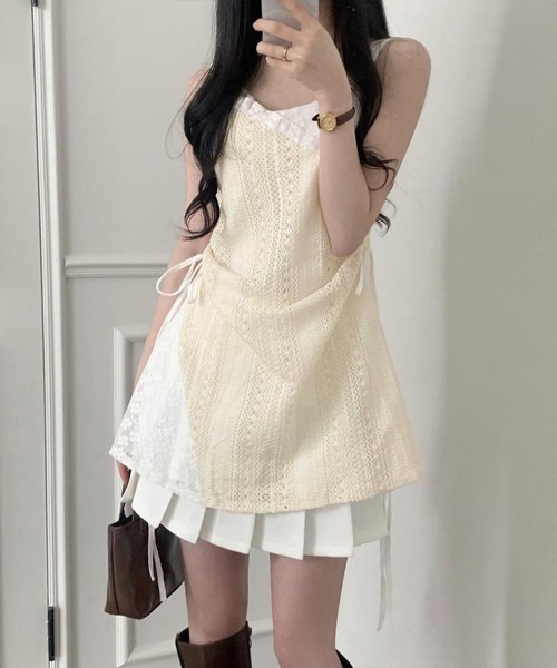 Miniministore(ミニミニストア)の「透かし編み レースキャミチュニックリボン(キャミソール・レディース・アイボリー・L/M)」の15枚目の写真