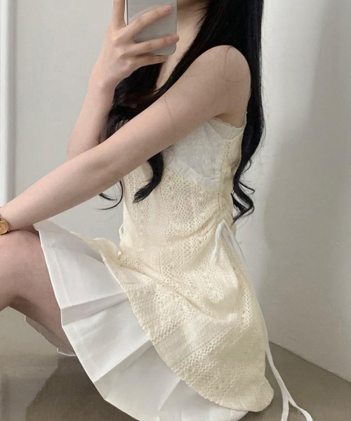 Miniministore(ミニミニストア)の「透かし編み レースキャミチュニックリボン(キャミソール・レディース・アイボリー・L/M)」の11枚目の写真