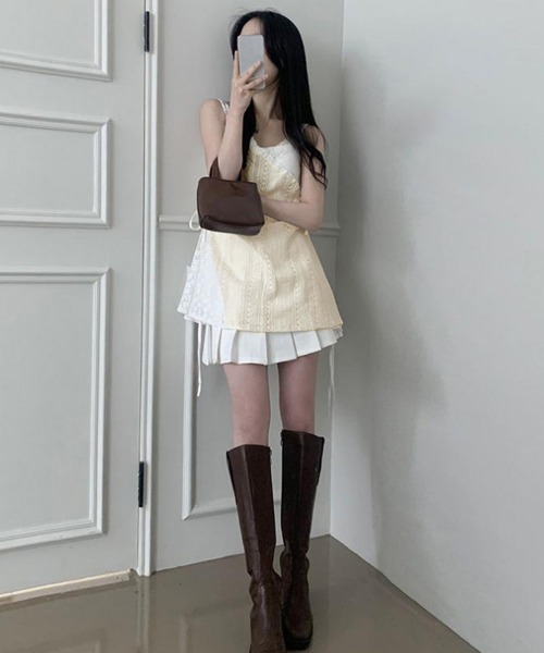 Miniministore(ミニミニストア)の「透かし編み レースキャミチュニックリボン(キャミソール・レディース・アイボリー・L/M)」の10枚目の写真