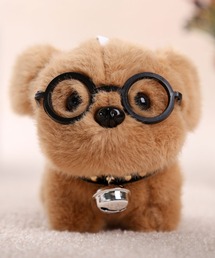 UP START（アップスタート）の「【Bls】【ZA】【Bling Leads】めがねわんこ キーホルダー 犬(BL)（キーホルダー）」