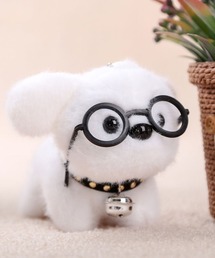 UP START（アップスタート）の「【Bls】【ZA】【Bling Leads】めがねわんこ キーホルダー 犬(BL)（キーホルダー）」