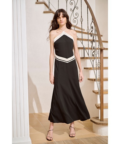 Estella.K(エステラケー)の「Riviera Grace Dress バイカラードレス(ワンピース・レディース・ブラック/オフホワイト・FREE)」の1枚目の写真