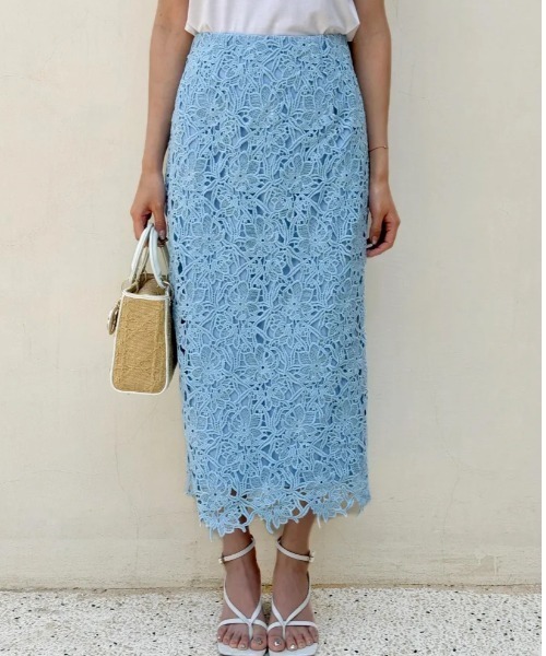 BIRTHDAY BASH(バースデイバッシュ)の「CHEMICAL LACE PENCIL SKIRT(スカート・レディース・ブルー/ホワイト・MEDIUM/SMALL)」の8枚目の写真