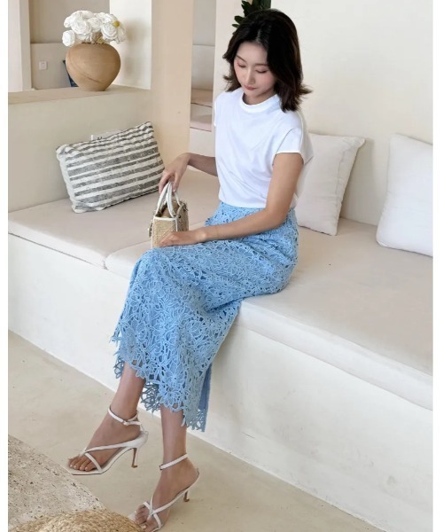 BIRTHDAY BASH(バースデイバッシュ)の「CHEMICAL LACE PENCIL SKIRT(スカート・レディース・ブルー/ホワイト・MEDIUM/SMALL)」の13枚目の写真
