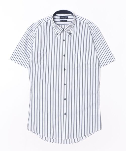 TOKYO SHIRTS（トウキョウシャツ）の「【超形態安定】【吸水速乾】  形態安定ノンアイロン ボタンダウン 半袖ビジネスワイシャツ（ビジネスシャツ・メンズ・ネイビー・首回り37cm/首回り39cm/首回り41cm/首回り42cm/首回り43cm）」の6枚目の写真
