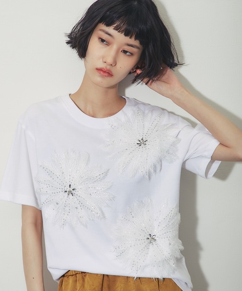 ANOTHER S(アナザーエス)の「花モチーフT(Tシャツ/カットソー・レディース・ブラック/ホワイト・FREE)」の9枚目の写真