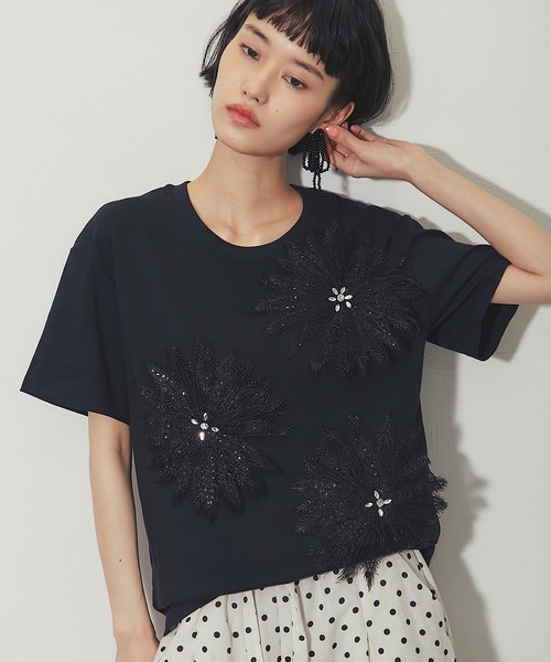 ANOTHER S(アナザーエス)の「花モチーフT(Tシャツ/カットソー・レディース・ブラック/ホワイト・FREE)」の14枚目の写真
