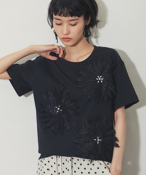 ANOTHER S(アナザーエス)の「花モチーフT(Tシャツ/カットソー・レディース・ブラック/ホワイト・FREE)」の19枚目の写真