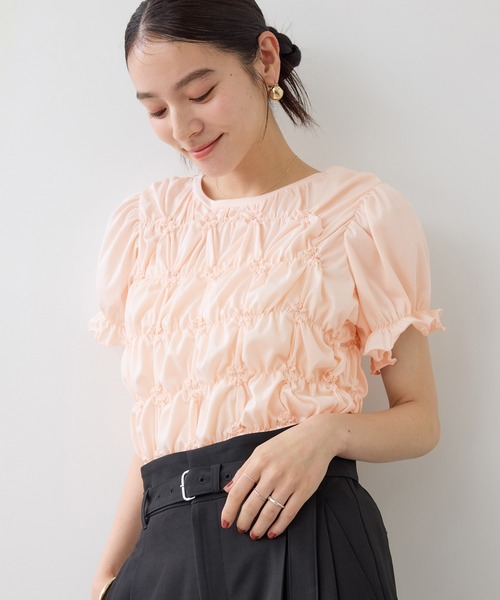 VIS(ビス)の「シャーリングデザインカットソー(Tシャツ/カットソー・レディース・ブラック/ピンク/キナリ・FREE)」の15枚目の写真