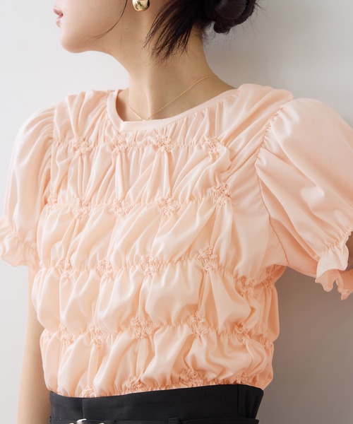 VIS(ビス)の「シャーリングデザインカットソー(Tシャツ/カットソー・レディース・ブラック/ピンク/キナリ・FREE)」の16枚目の写真