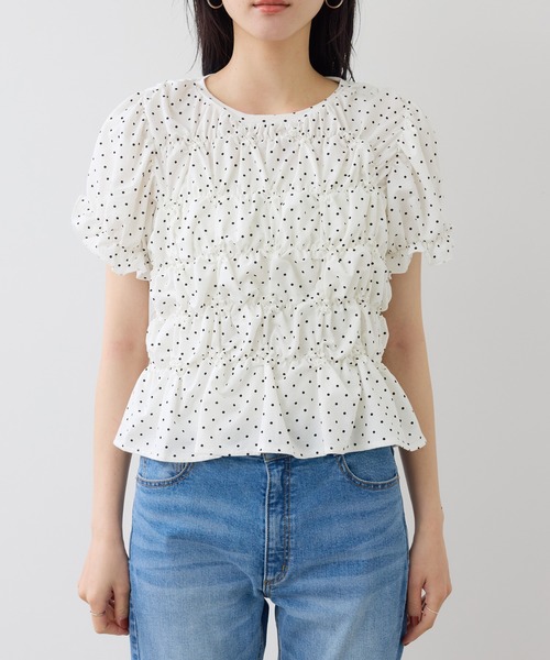 VIS(ビス)の「シャーリングデザインカットソー(Tシャツ/カットソー・レディース・ブラック/ピンク/キナリ・FREE)」の21枚目の写真