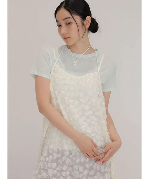 FIKA.(フィーカ)の「Jacquard hem camisole(キャミソール・レディース・オフホワイト/ブラウン・MEDIUM)」の1枚目の写真