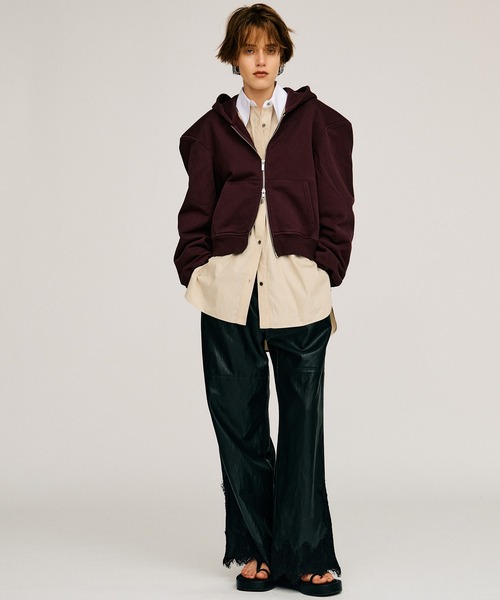 PRANK PROJECT(プランクプロジェクト)の「【2026Autumn Pre-Order】ヴィーガンレザースリットレースパンツ / Vegan Leather Slit Lace Pants(その他パンツ・レディース・ブラウン/ホワイト/ブラック・38/36/34)」の6枚目の写真