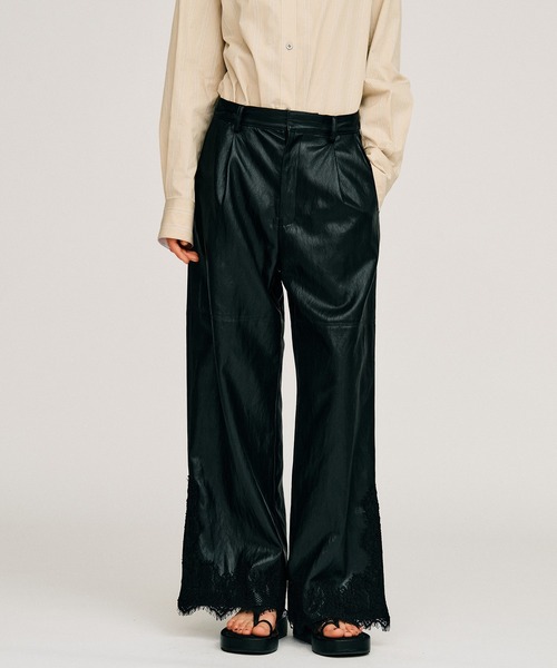 PRANK PROJECT(プランクプロジェクト)の「【2026Autumn Pre-Order】ヴィーガンレザースリットレースパンツ / Vegan Leather Slit Lace Pants(その他パンツ・レディース・ブラウン/ホワイト/ブラック・38/36/34)」の12枚目の写真
