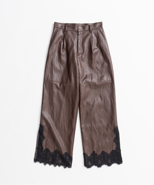 PRANK PROJECT(プランクプロジェクト)の「【2026Autumn Pre-Order】ヴィーガンレザースリットレースパンツ / Vegan Leather Slit Lace Pants(その他パンツ・レディース・ブラウン/ホワイト/ブラック・38/36/34)」の13枚目の写真