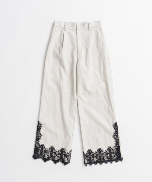 PRANK PROJECT(プランクプロジェクト)の「【2026Autumn Pre-Order】ヴィーガンレザースリットレースパンツ / Vegan Leather Slit Lace Pants(その他パンツ・レディース・ブラウン/ホワイト/ブラック・38/36/34)」の14枚目の写真