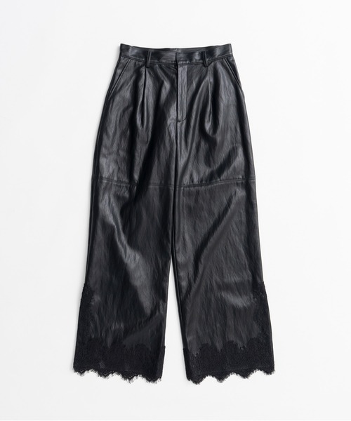 PRANK PROJECT(プランクプロジェクト)の「【2026Autumn Pre-Order】ヴィーガンレザースリットレースパンツ / Vegan Leather Slit Lace Pants(その他パンツ・レディース・ブラウン/ホワイト/ブラック・38/36/34)」の15枚目の写真