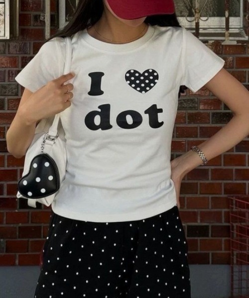 Teem Store(チームストア)の「ロゴプリントTシャツ ドット柄ピチT(Tシャツ/カットソー・レディース・ホワイト系1/ホワイト系3/ホワイト系2・M/S)」の11枚目の写真