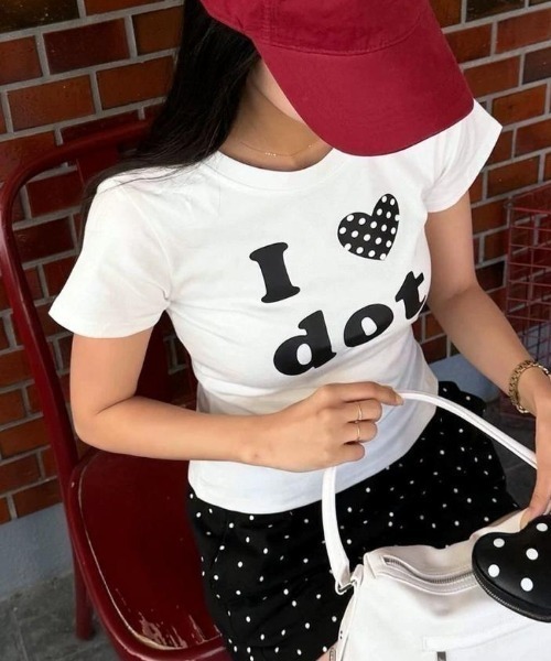 Teem Store(チームストア)の「ロゴプリントTシャツ ドット柄ピチT(Tシャツ/カットソー・レディース・ホワイト系1/ホワイト系3/ホワイト系2・M/S)」の12枚目の写真