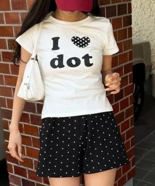 Teem Store(チームストア)の「ロゴプリントTシャツ ドット柄ピチT(Tシャツ/カットソー・レディース・ホワイト系1/ホワイト系3/ホワイト系2・M/S)」の22枚目の写真