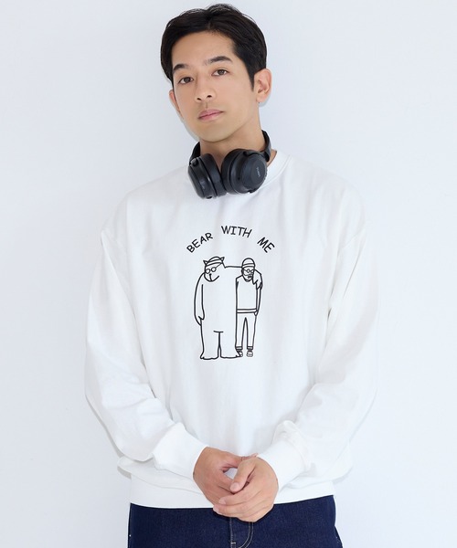 coca(coca)(コカ)の「スウェット風ベアプリントワイドロンT(Tシャツ/カットソー・メンズ・ブラック/ホワイト・XL/L/M)」の2枚目の写真