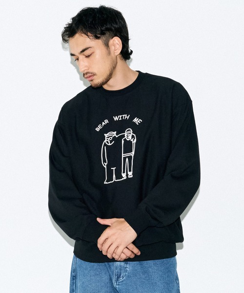coca(coca)(コカ)の「スウェット風ベアプリントワイドロンT(Tシャツ/カットソー・メンズ・ブラック/ホワイト・XL/L/M)」の1枚目の写真