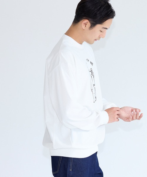 coca(coca)(コカ)の「スウェット風ベアプリントワイドロンT(Tシャツ/カットソー・メンズ・ブラック/ホワイト・XL/L/M)」の5枚目の写真
