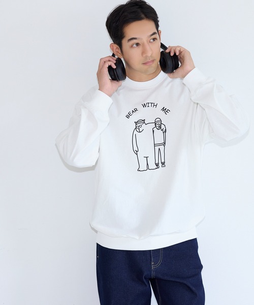 coca(coca)(コカ)の「スウェット風ベアプリントワイドロンT(Tシャツ/カットソー・メンズ・ブラック/ホワイト・XL/L/M)」の8枚目の写真