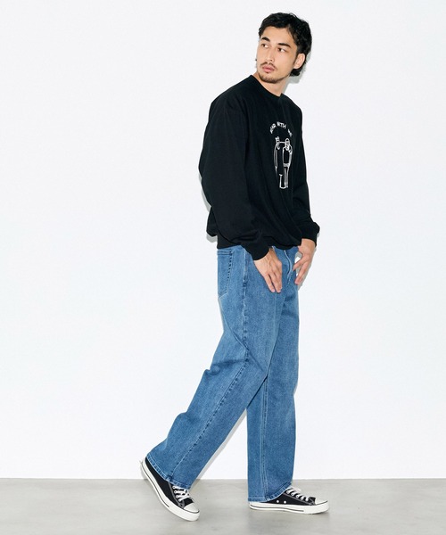 coca(coca)(コカ)の「スウェット風ベアプリントワイドロンT(Tシャツ/カットソー・メンズ・ブラック/ホワイト・XL/L/M)」の9枚目の写真