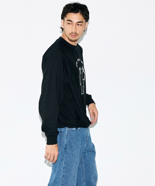 coca(coca)(コカ)の「スウェット風ベアプリントワイドロンT(Tシャツ/カットソー・メンズ・ブラック/ホワイト・XL/L/M)」の12枚目の写真
