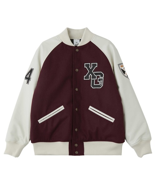 X-girl(エックスガール)の「FACE PATCH STADIUM JACKET(スタジャン・レディース・ブラック/バーガンディー・M/S)」の17枚目の写真