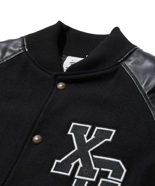 X-girl(エックスガール)の「FACE PATCH STADIUM JACKET(スタジャン・レディース・ブラック/バーガンディー・M/S)」の20枚目の写真