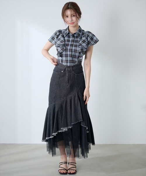 AND COUTURE(アンドクチュール)の「チュールレイヤードデニムスカート(デニムスカート・レディース・ブラック/ブルー・SMALL/MEDIUM)」の19枚目の写真