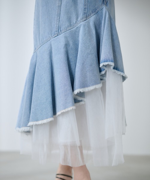 AND COUTURE(アンドクチュール)の「チュールレイヤードデニムスカート(デニムスカート・レディース・ブラック/ブルー・SMALL/MEDIUM)」の16枚目の写真