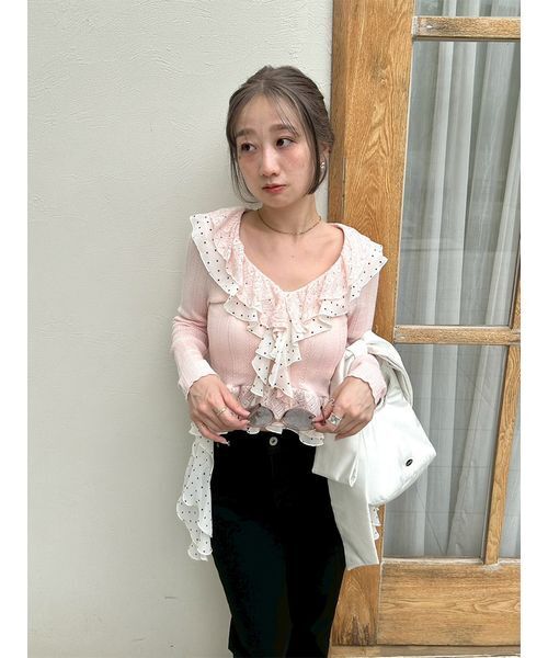 LILY BROWN(リリーブラウン)の「ボリュームフリルニットトップス(ニット/セーター・レディース・アイボリー/ピンク/ライトブルー/ネイビー・F)」の21枚目の写真