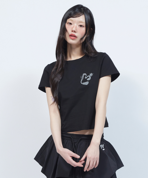 LMR（エルエムアール）の「ヴィンテージフローラルロゴスリム半袖TシャツBLACK（Tシャツ/カットソー・レディース・ブラック・SMALL）」の5枚目の写真