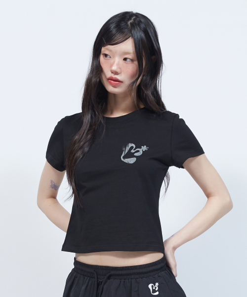 LMR（エルエムアール）の「ヴィンテージフローラルロゴスリム半袖TシャツBLACK（Tシャツ/カットソー・レディース・ブラック・SMALL）」の6枚目の写真