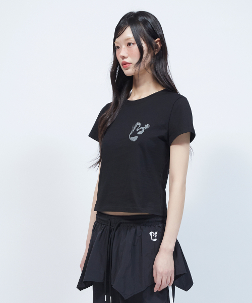 LMR（エルエムアール）の「ヴィンテージフローラルロゴスリム半袖TシャツBLACK（Tシャツ/カットソー・レディース・ブラック・SMALL）」の8枚目の写真