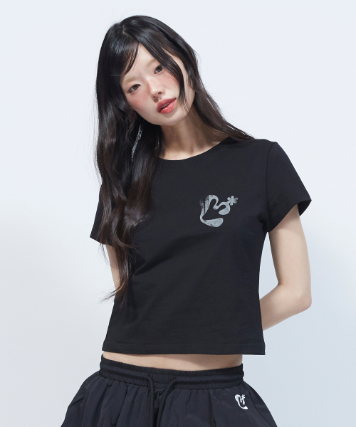 LMR（エルエムアール）の「ヴィンテージフローラルロゴスリム半袖TシャツBLACK（Tシャツ/カットソー・レディース・ブラック・SMALL）」の11枚目の写真