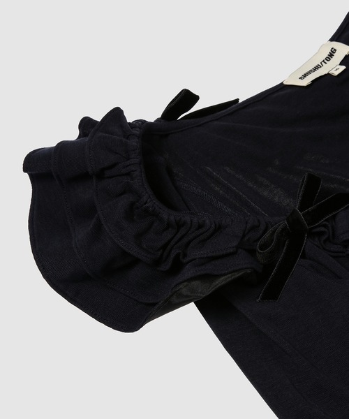 SHUSHU/TONG(シュシュトン)の「Lace Trim Stretch Fitted Dress(ワンピース・レディース・ネイビー・10/8)」の4枚目の写真